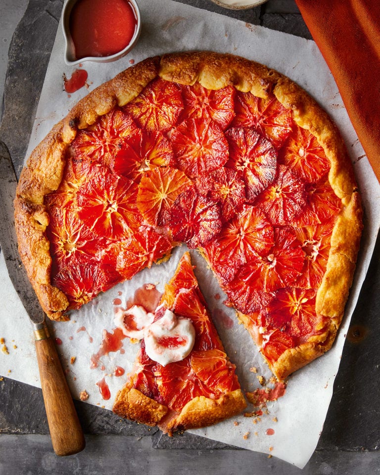 Blood orange tart with cardamom cream