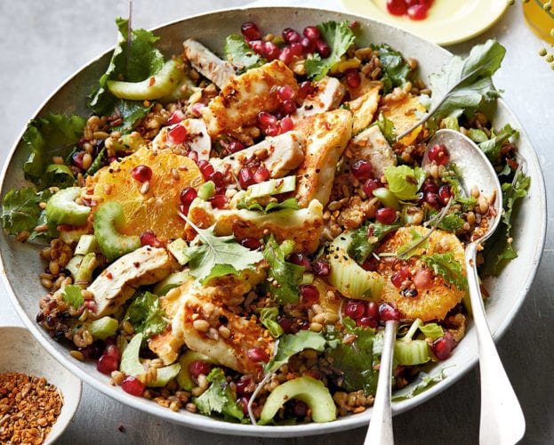 chicken and halloumi salad