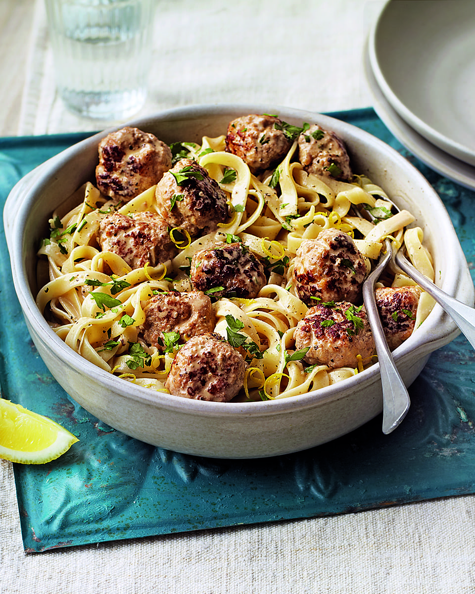 Pork and ricotta meatballs with tagliatelle delicious. magazine