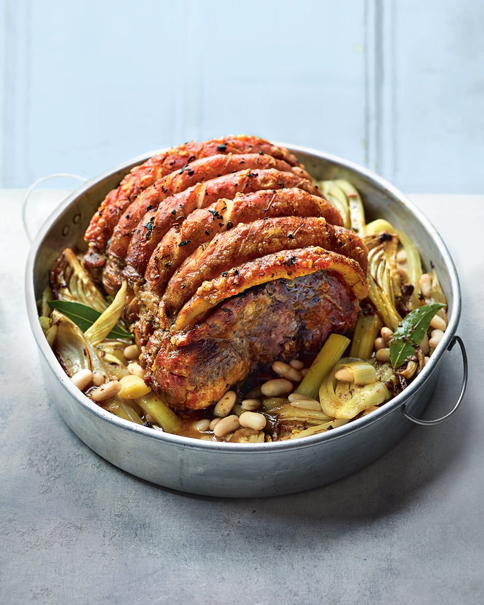 Slow Roast Pork Shoulder With Leeks And Cannellini Beans Delicious Magazine