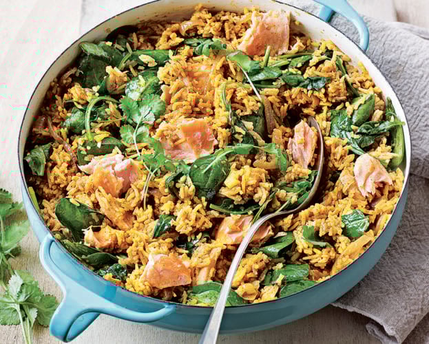 Speedy salmon biryani