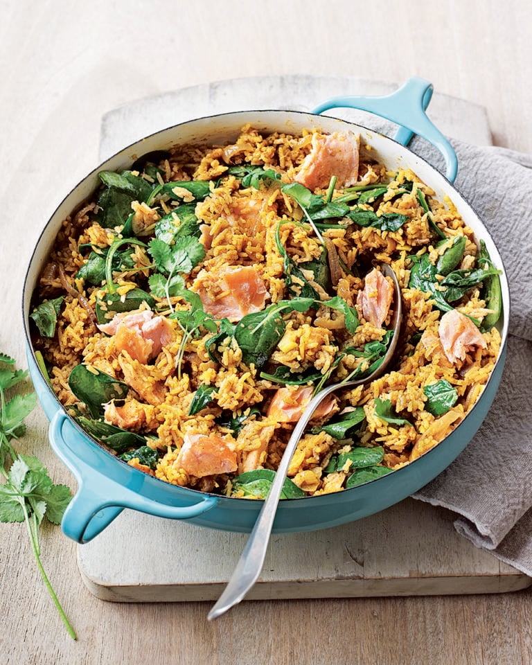 Speedy salmon biryani