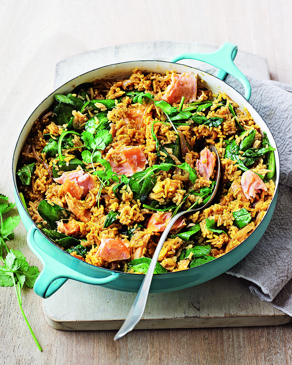 image of Speedy Salmon Biryani recipe by Delicious Magazine