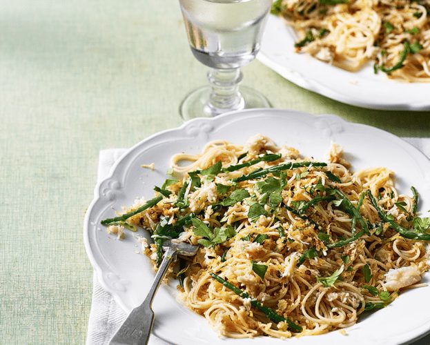Crab and samphire pasta