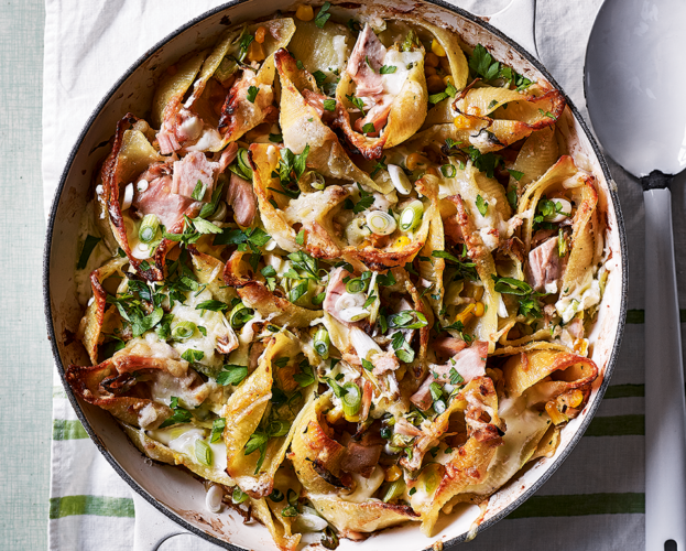 Tuna pasta shells with sweetcorn