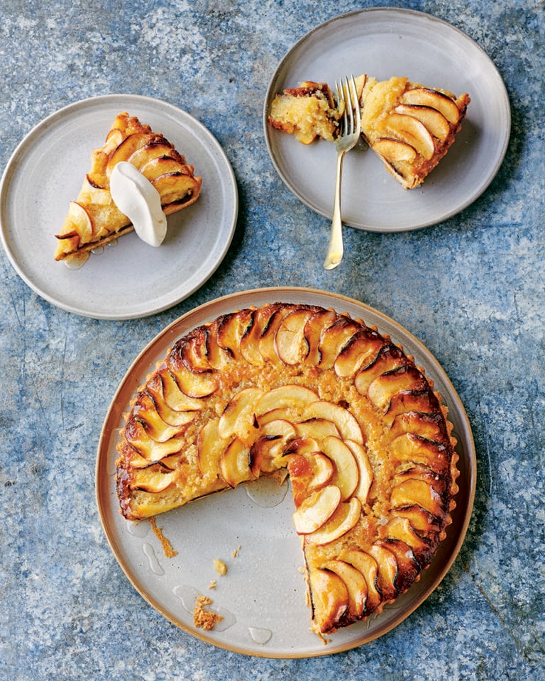 Black butter frangipane and apple tart