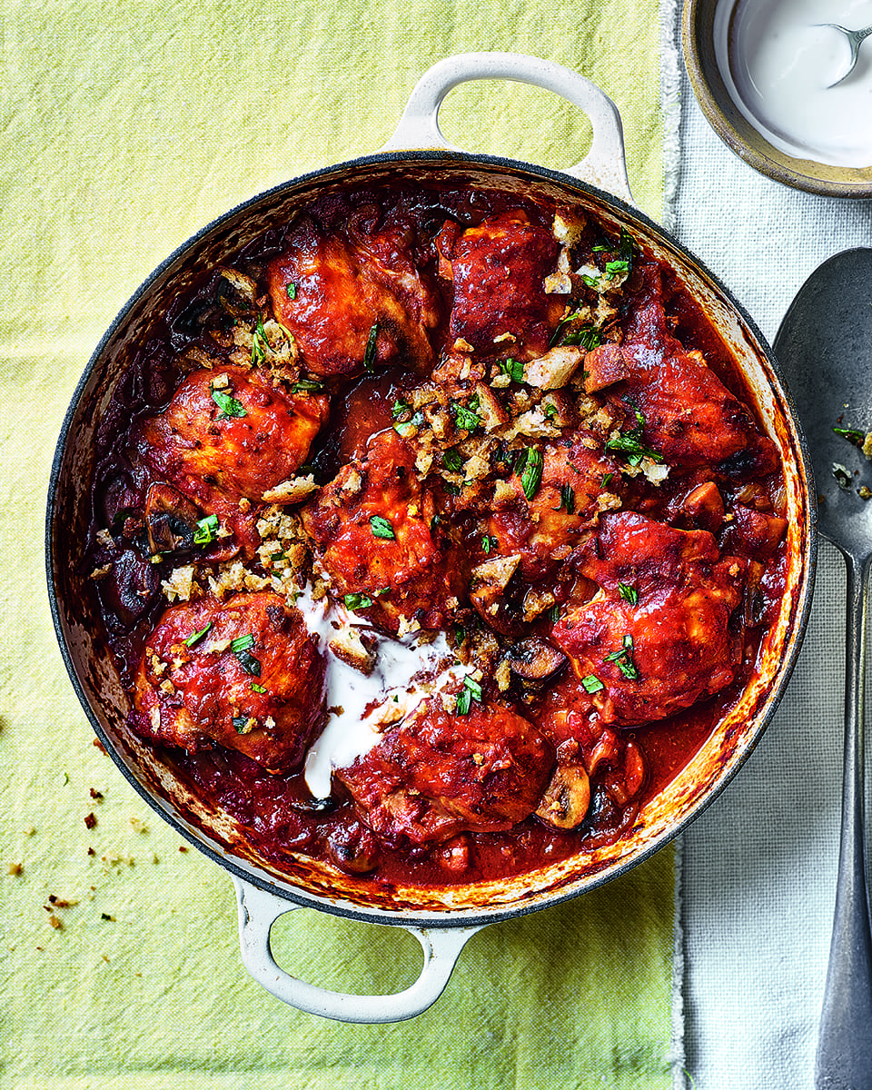 Creamy chicken chasseur with crispy breadcrumbs delicious. magazine