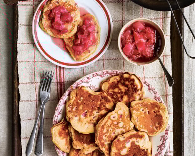 drop scones rhubarb