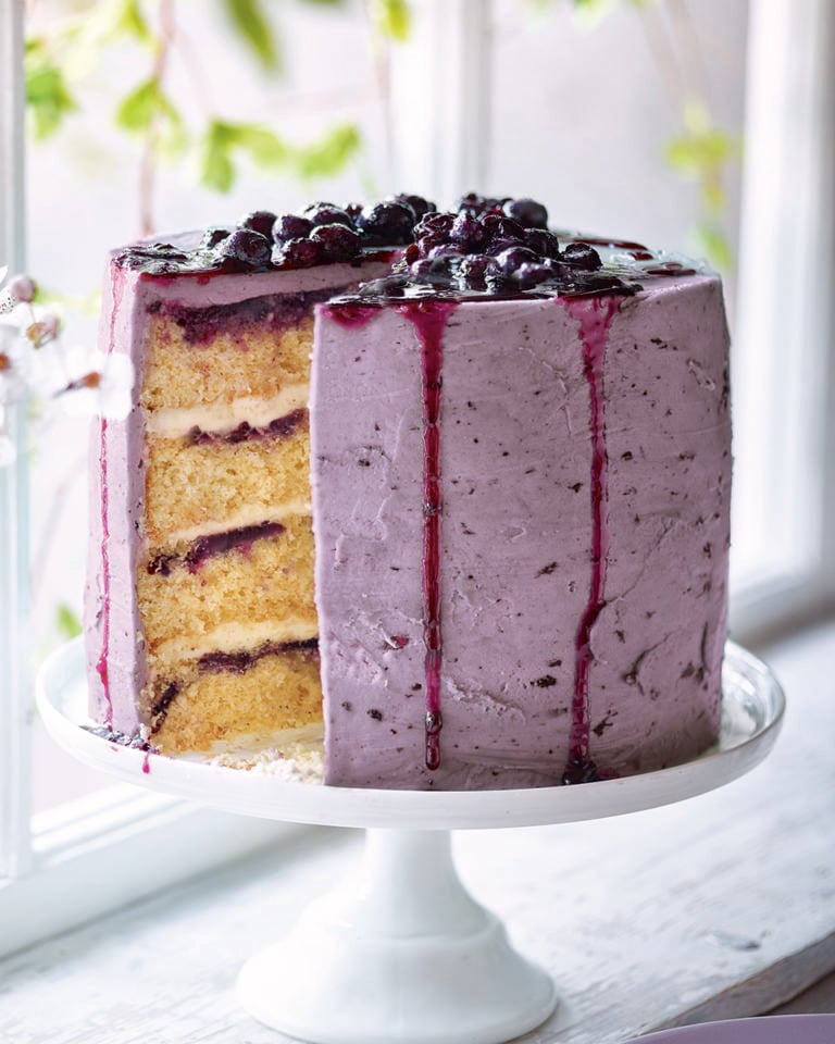 Lemon, blueberry and coconut cake