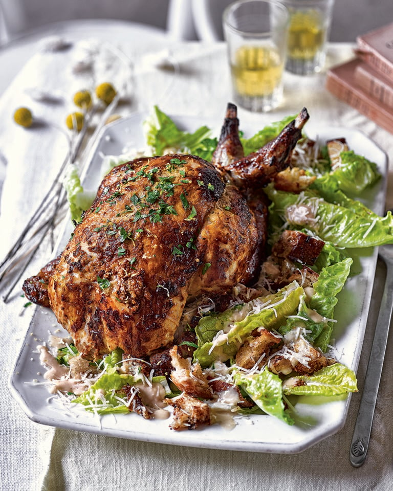 Whole-roast chicken caesar salad