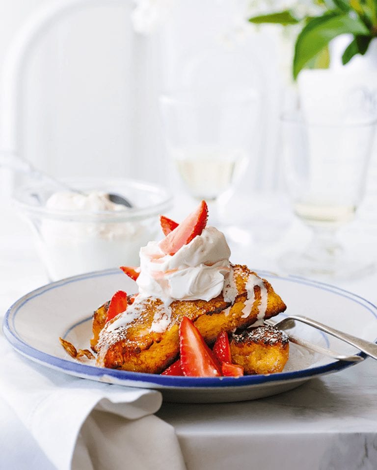 Strawberries and cream French toast