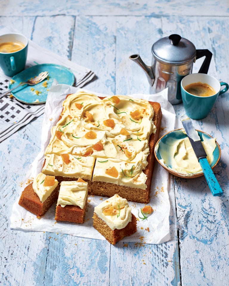 Ginger drizzle traybake with cream cheese icing