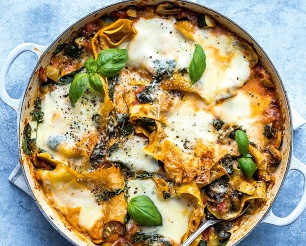 One-pan vegetable lasagne