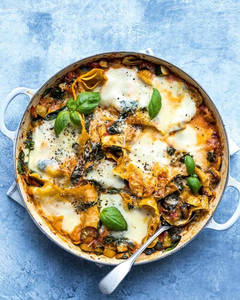 One-pan vegetable lasagne