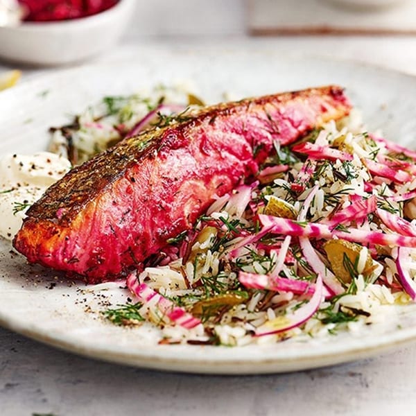 Beetroot marinated salmon