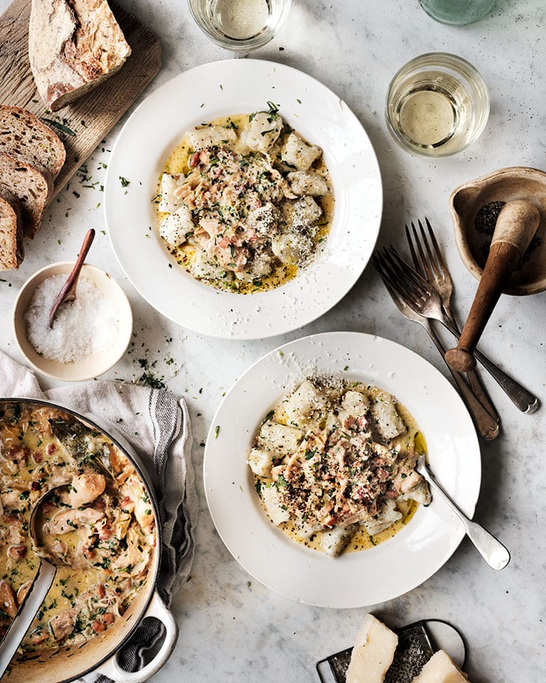 New potato gnocchi with rabbit and tarragon