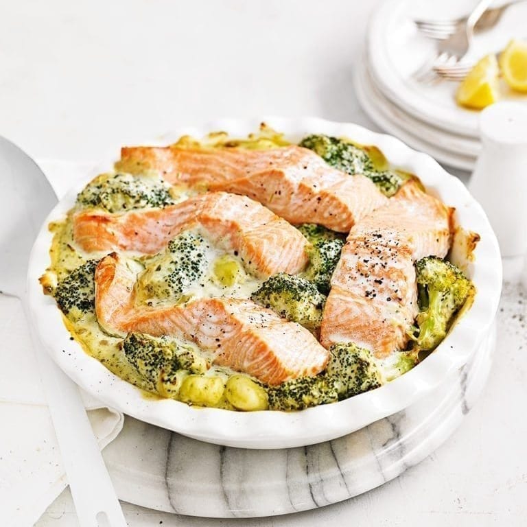 Baked salmon gnocchi