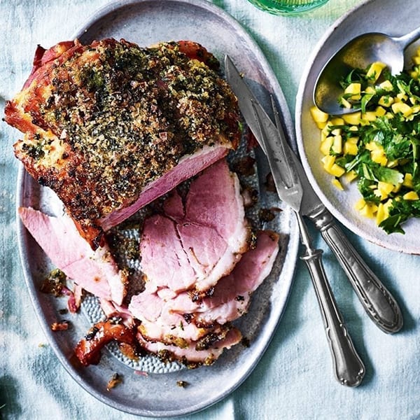 Roast ham with a mango salsa 