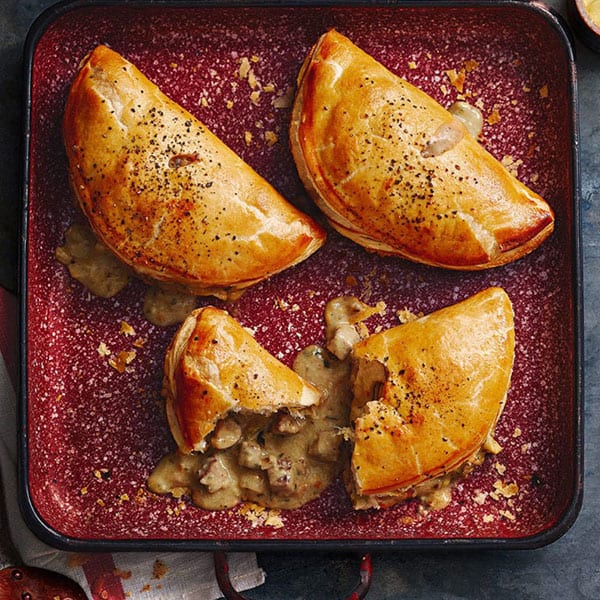 Cheesy steak and mushroom turnovers