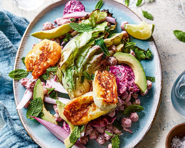 fried halloumi salad