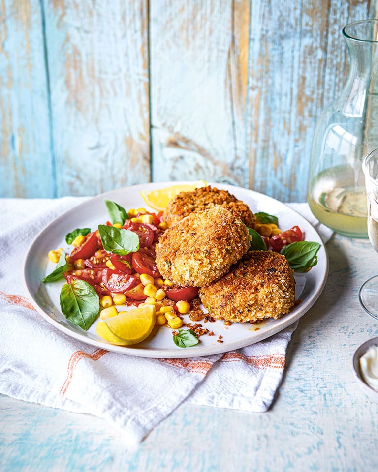 Sardine fishcakes with chilli corn salsa