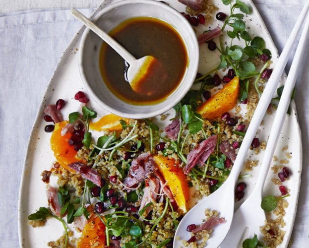 Pulled ginger beer gammon salad with quinoa
