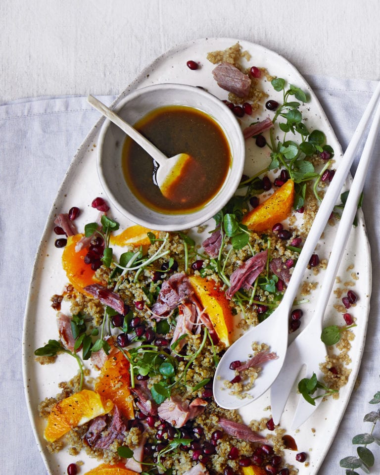 Pulled ginger beer gammon salad with quinoa