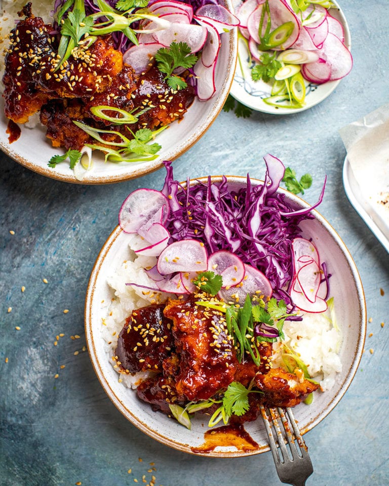 Charred chicken ramen bowls