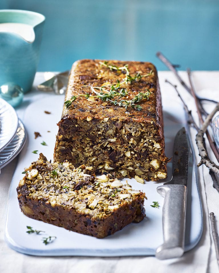 Porcini mushroom and vegetable nut roast