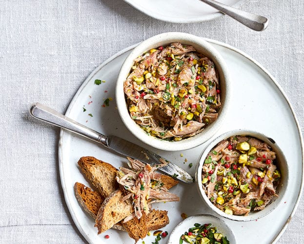 Potted duck with pistachio