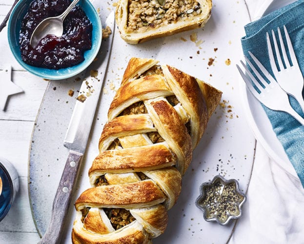 Vegan sausage plait