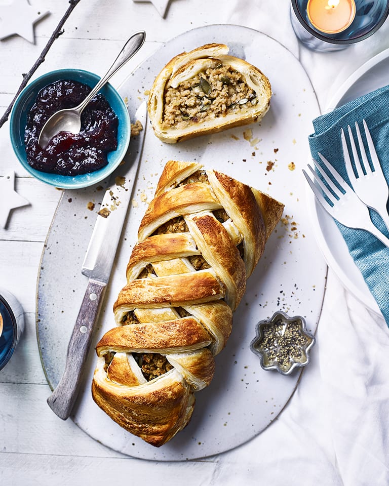 Vegan sausage plait