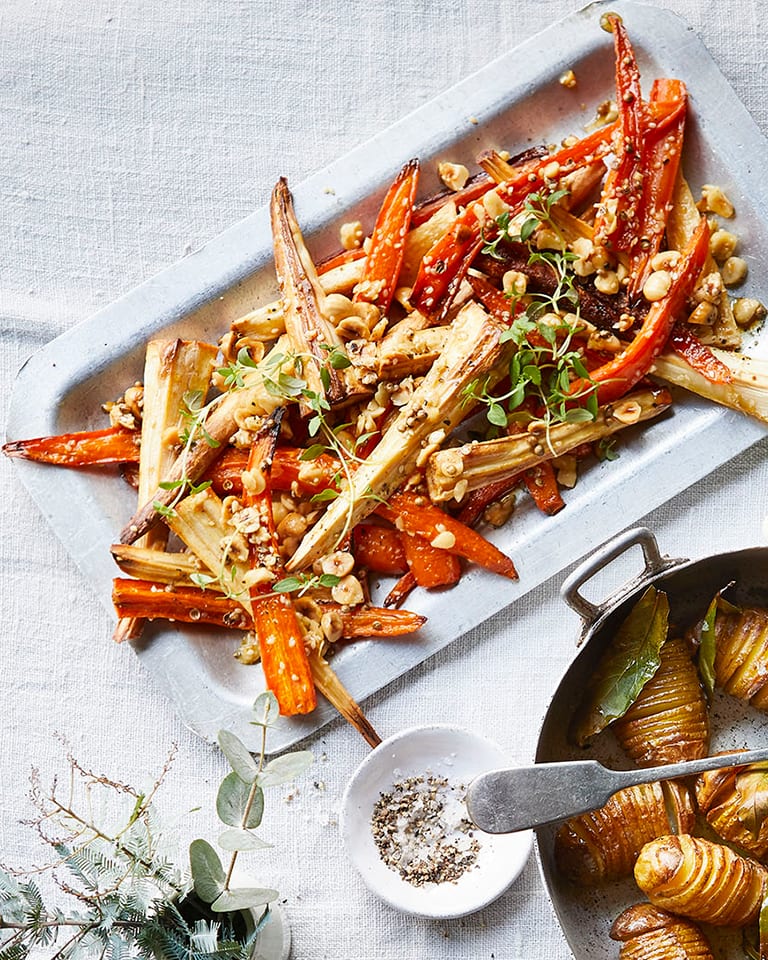 Roast carrots and parsnips with hazelnut dukkah