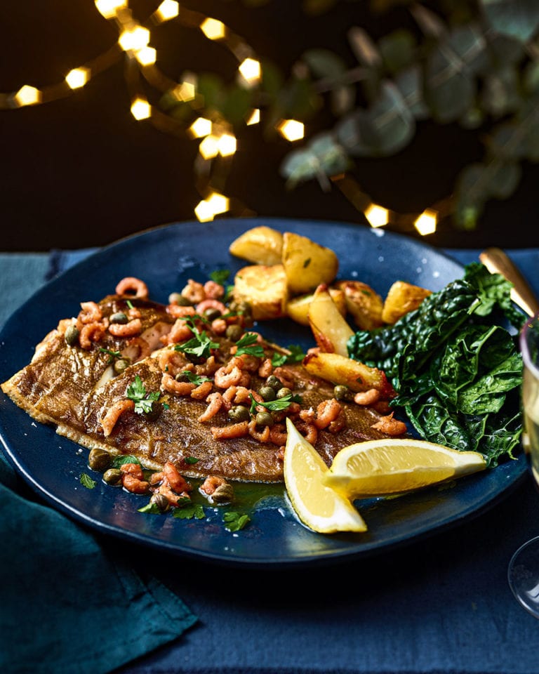 Lemon sole with potted shrimp butter