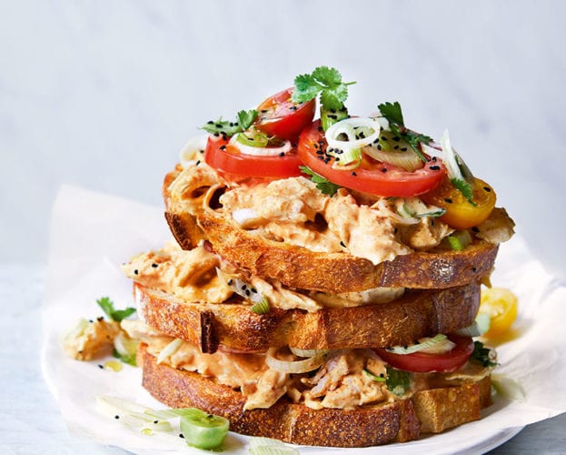 Coronation chicken on toast