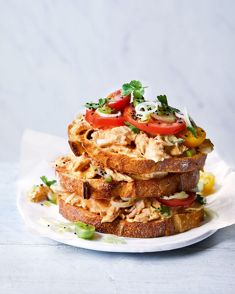 Coronation chicken on toast