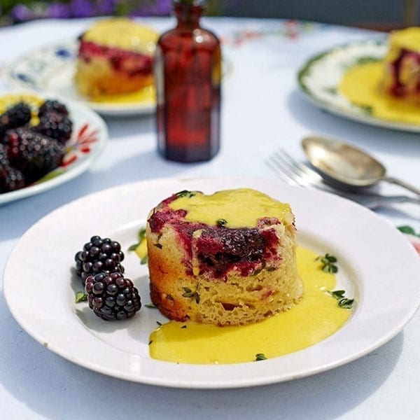 Blackberry and thyme steamed pudding