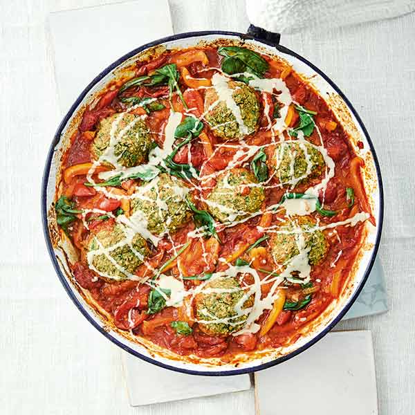 Baked falafel in tomato sauce