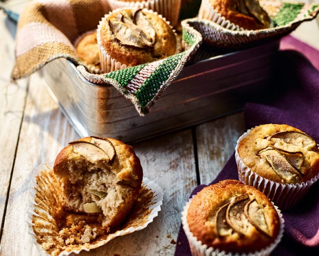 Pear, apple and cider muffins