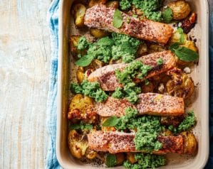 Salmon traybake