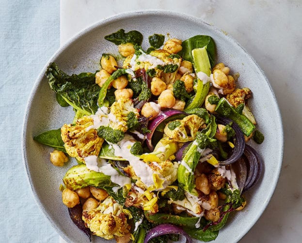 Roast spiced cauliflower with chickpeas
