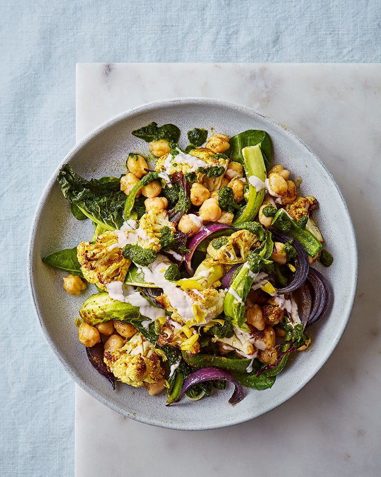 Roast spiced cauliflower with chickpeas