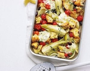 Fennel and mozzarella traybake