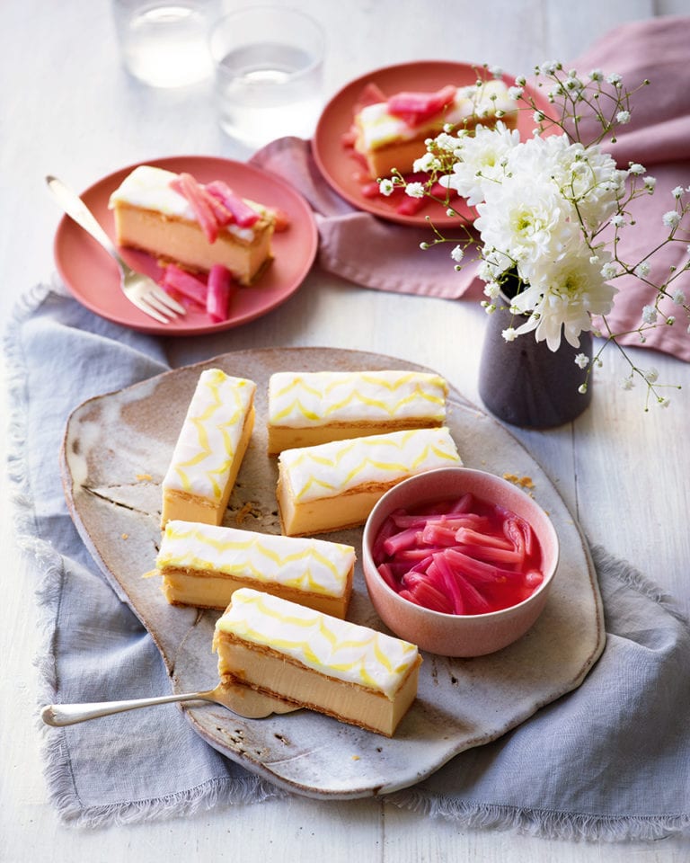 Rhubarb and custard slices