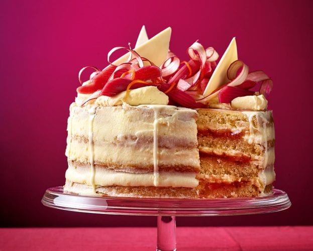 Rhubarb and custard layer cake