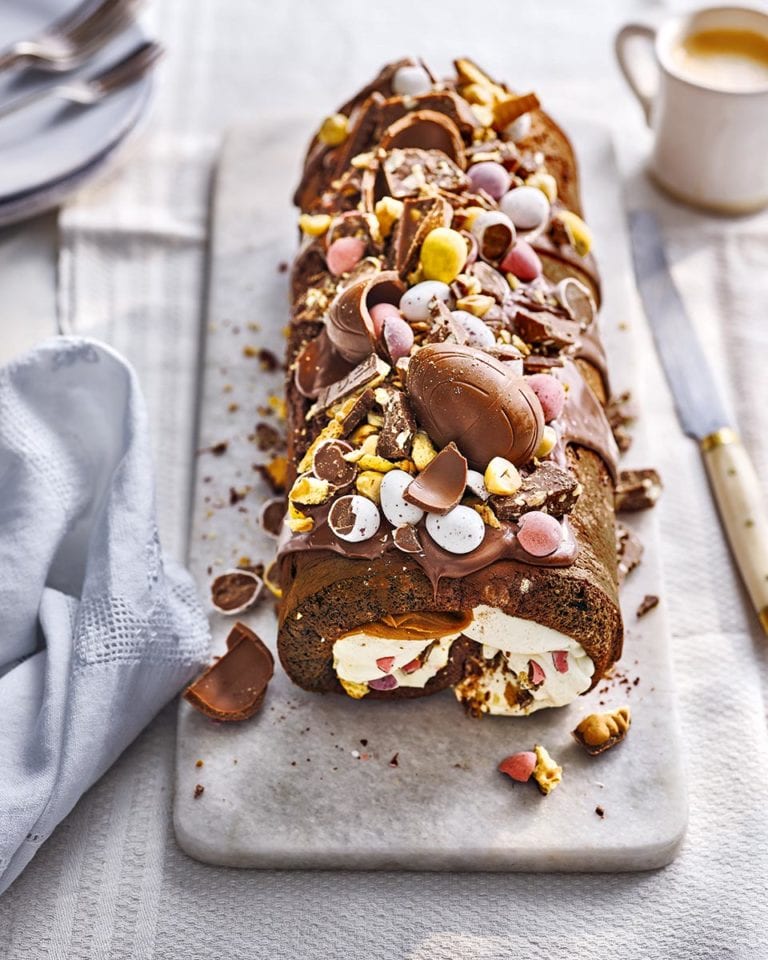 Easter rocky road roulade