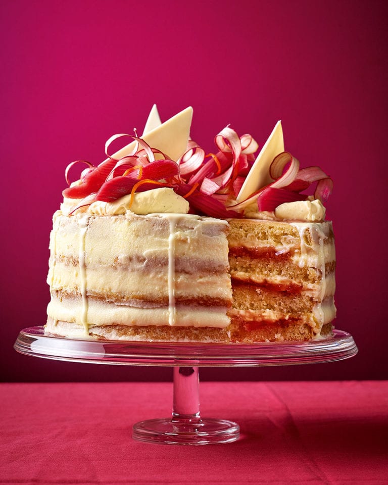 Our rhubarb and custard layer cake is the perfect Easter bake