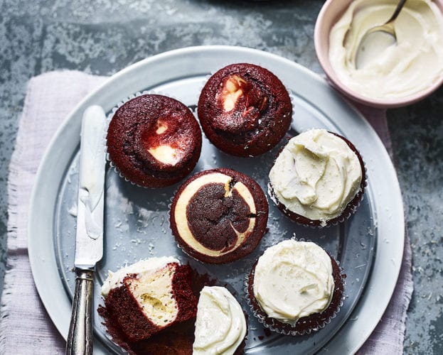 Red velvet cheesecake cupcakes