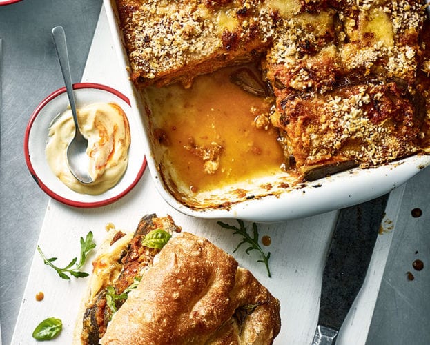 Aubergine parmigiana sandwich