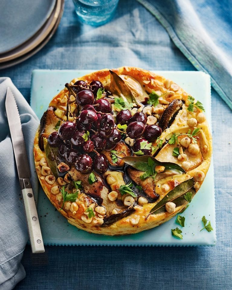 Mushroom and caraway seed torte